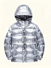 Kid Boys Letters Print Hooded -padded Jacket Metallic Warm Coat