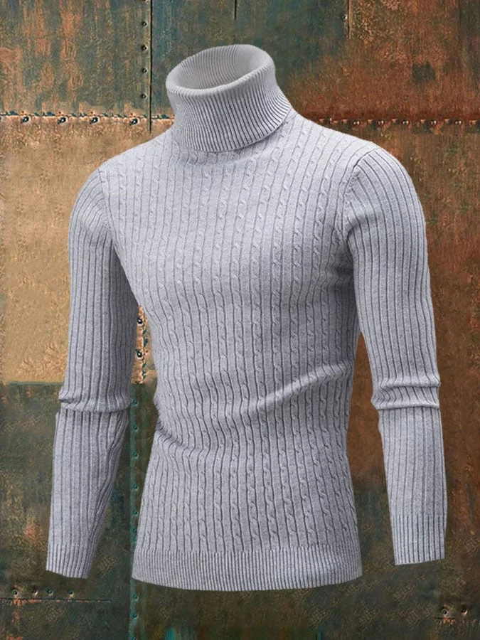 Men's Cable Turtle Neck Warm Sweater