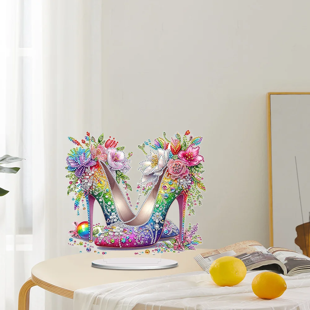 5D DIY High Heels Acrylic Special Shape Diamond Painting Desktop Ornament for Beginner