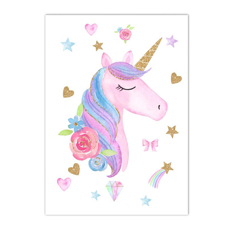 Nursery Art Prints Custom Name Canvas Poster Picture Unicorn Wall Art Posters Nordic Wall Print Pictures Baby Kids Room Decor