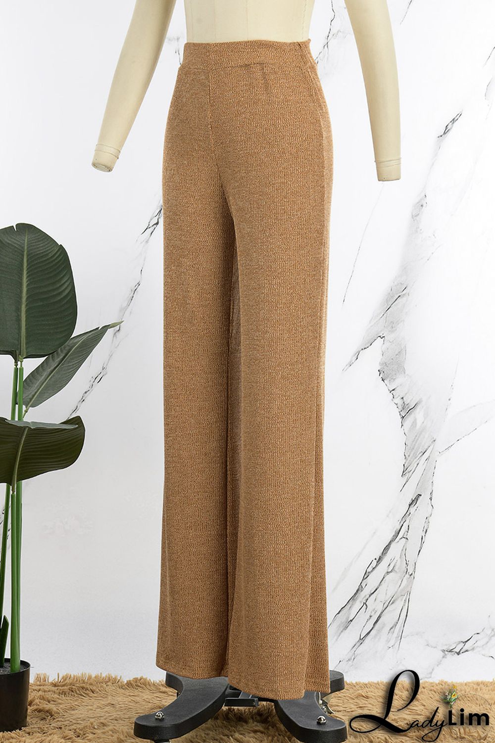 Grey Casual Solid Patchwork High Waist Straight Solid Color Bottoms