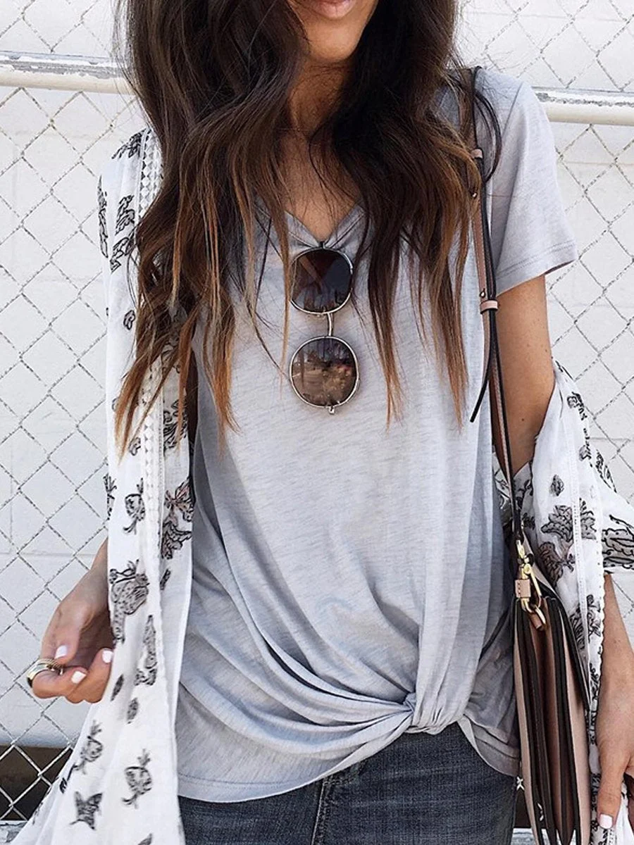 Solid Color Tie T-Shirt