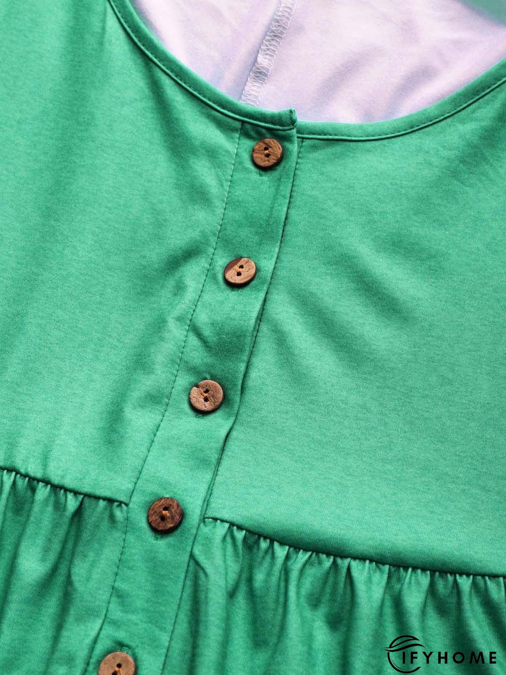 Gradient branches and leaves half open button pocket a hem long dress | IFYHOME