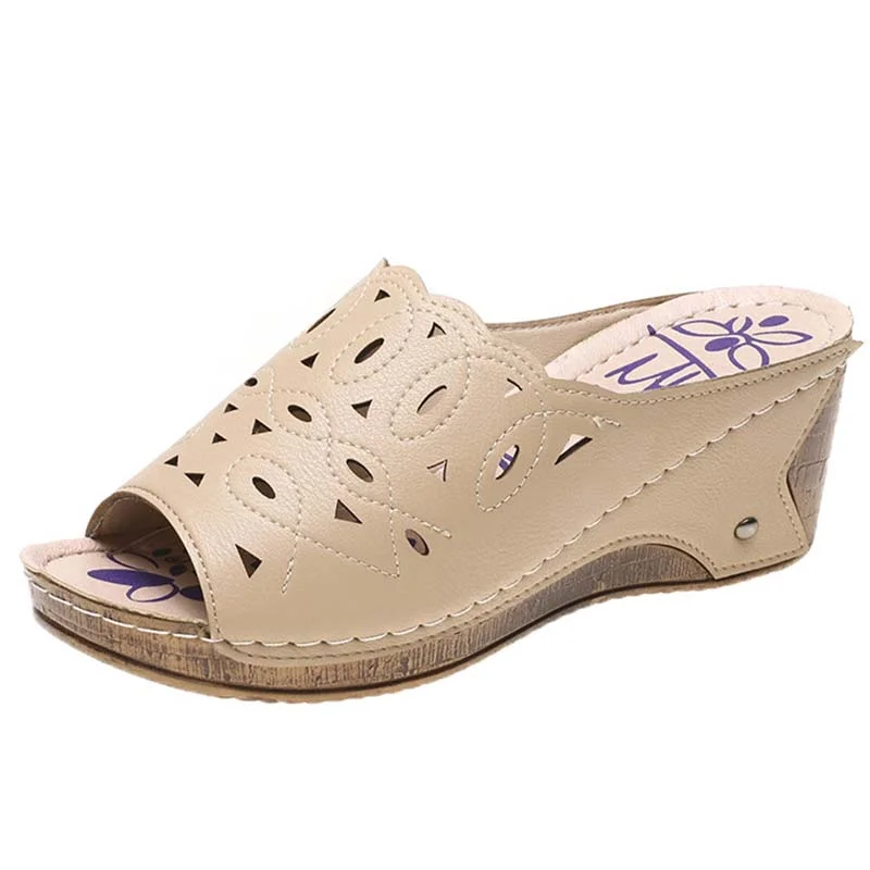 Qengg New Women Shoes Sandals Fish Mouth Wedges Sandals Open Toes Hollow Out Women's Shoes Slip On Women Shoe Female Footwear