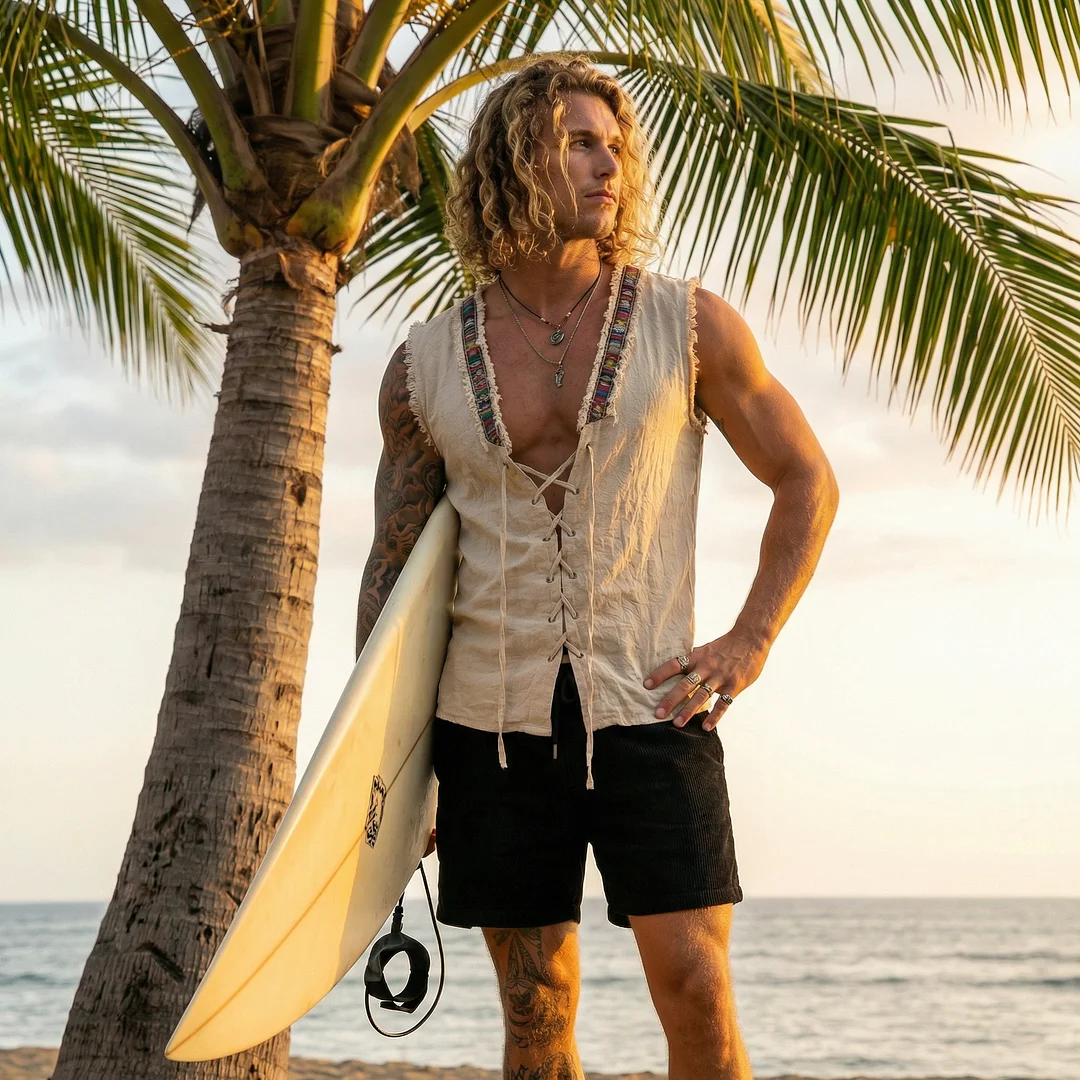 Linen Ethnic Vest-inspireuse