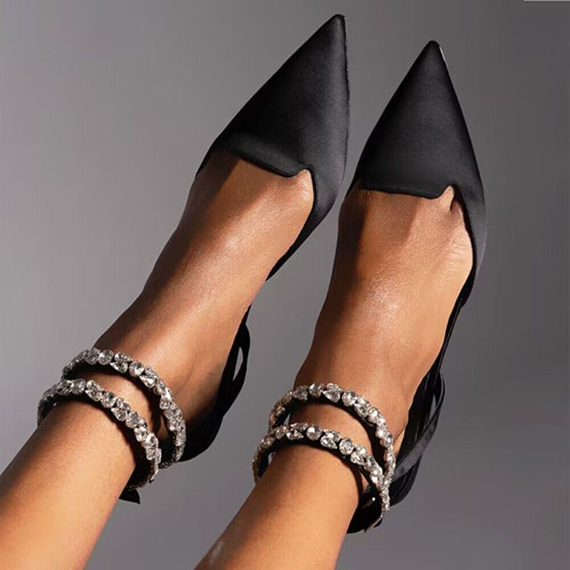 Fashion Rhinestone Flat Bottom Slippers