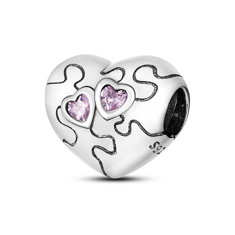 Genuine 925 Sterling Silver ECG peach shape Pendant Charm for Women Original Silver Bracelet or Necklace KTC182