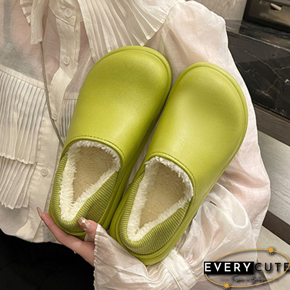 Waterproof Winter Shoes For Women Platform Cotton Slippers Warm Thick Soled Plush Flats Shoes