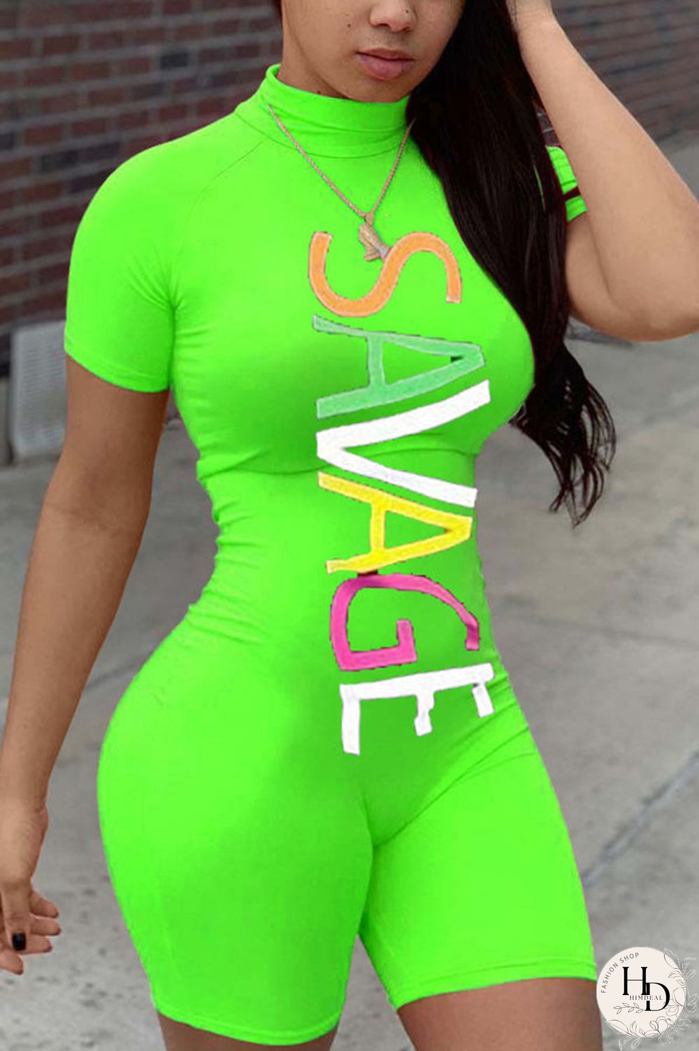 Orange Casual letter Short Sleeve Jumpsuits