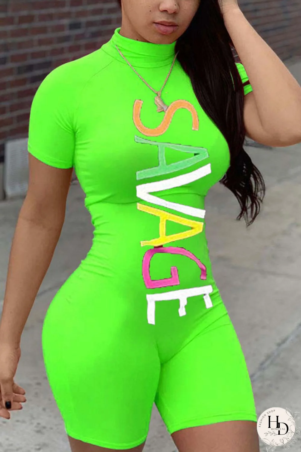 Orange Casual letter Short Sleeve Jumpsuits