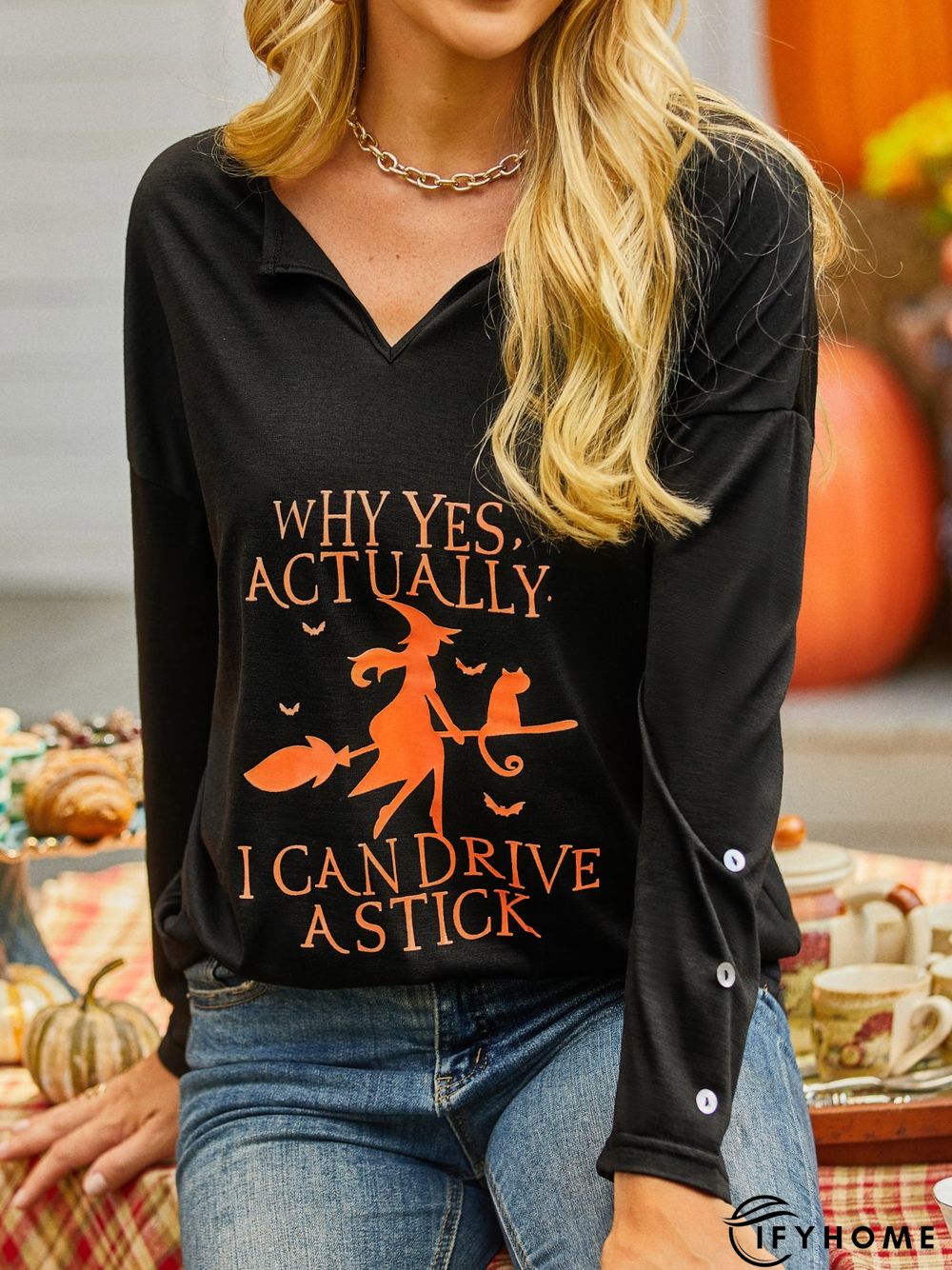 Casual Long Sleeve Printed Top Tunic T-Shirt | IFYHOME