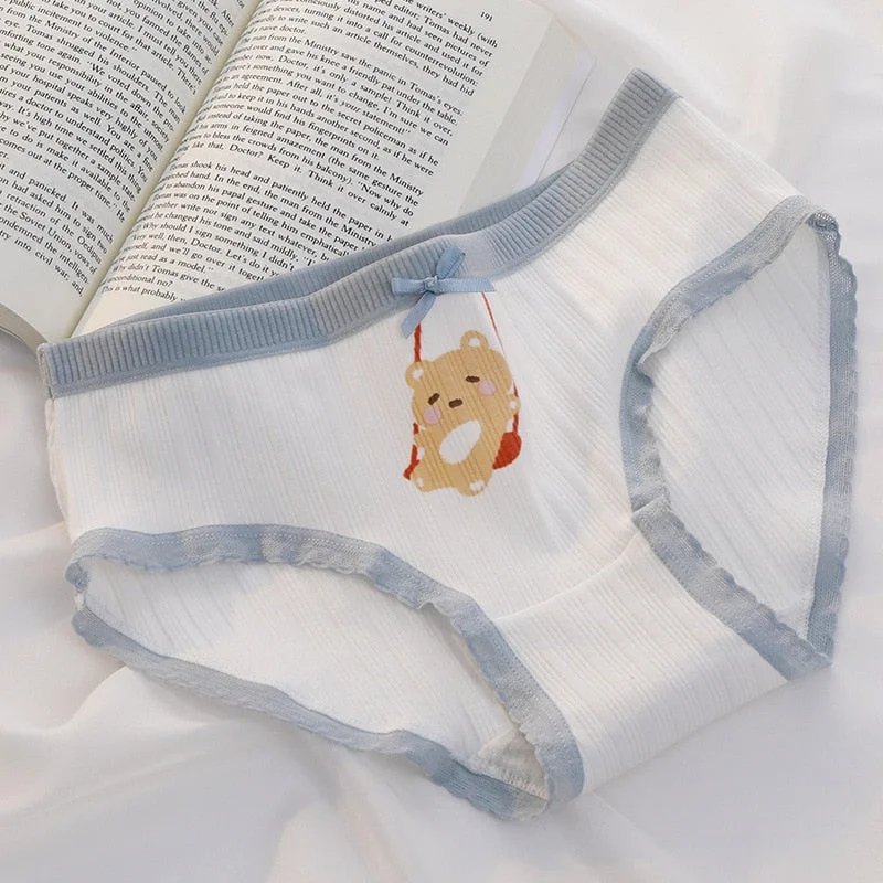 PCS / Set M-XL Cotton Panties Women's Underwear Panty Plus Size Fashion Floral Briefs Girls Mid Waist Shorts Female Lingerie