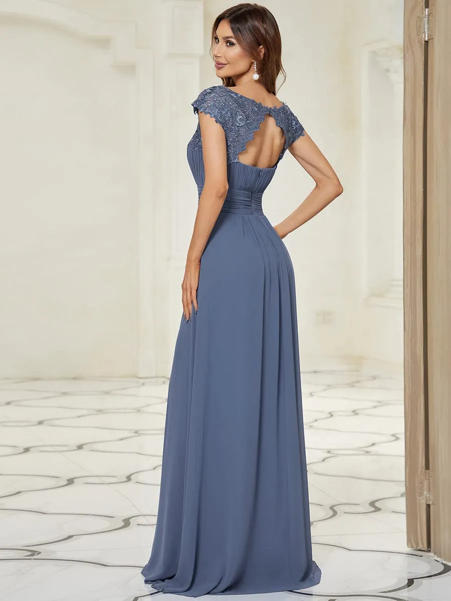 Sophisticated Lace Detail Evening Gown