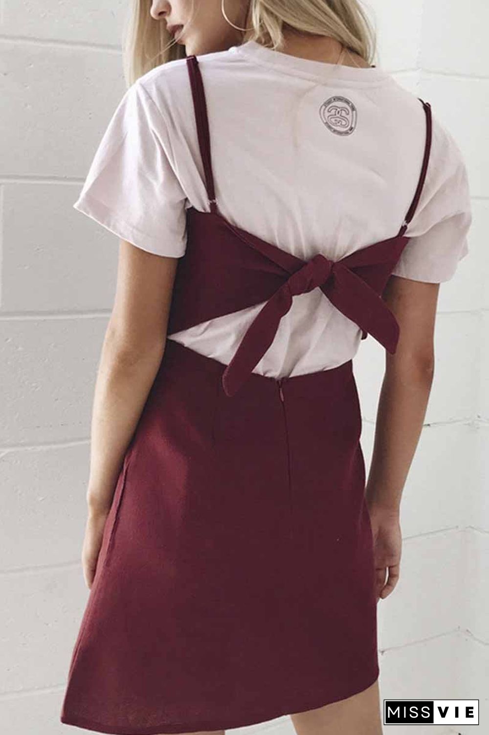 Sexy Backless Bow Mini Dress