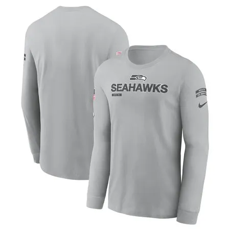 Men's Seattle Seahawks  Gray 2024 Salute To Service Long Sleeve T-Shirt