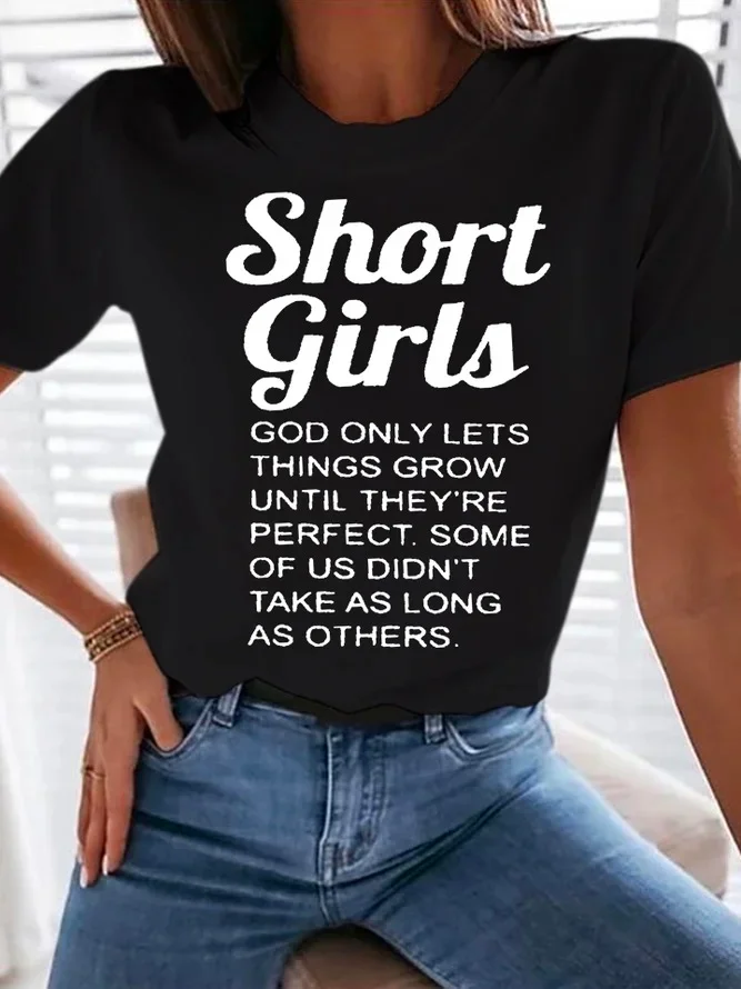 Women's Funny Short Girl Cotton Casual T-Shirt socialshop