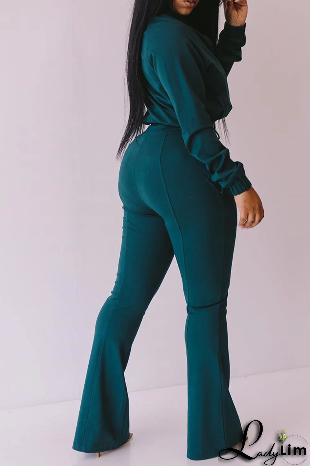 Black Fashion Print Patchwork Turndown Collar Long Sleeve Two Pieces