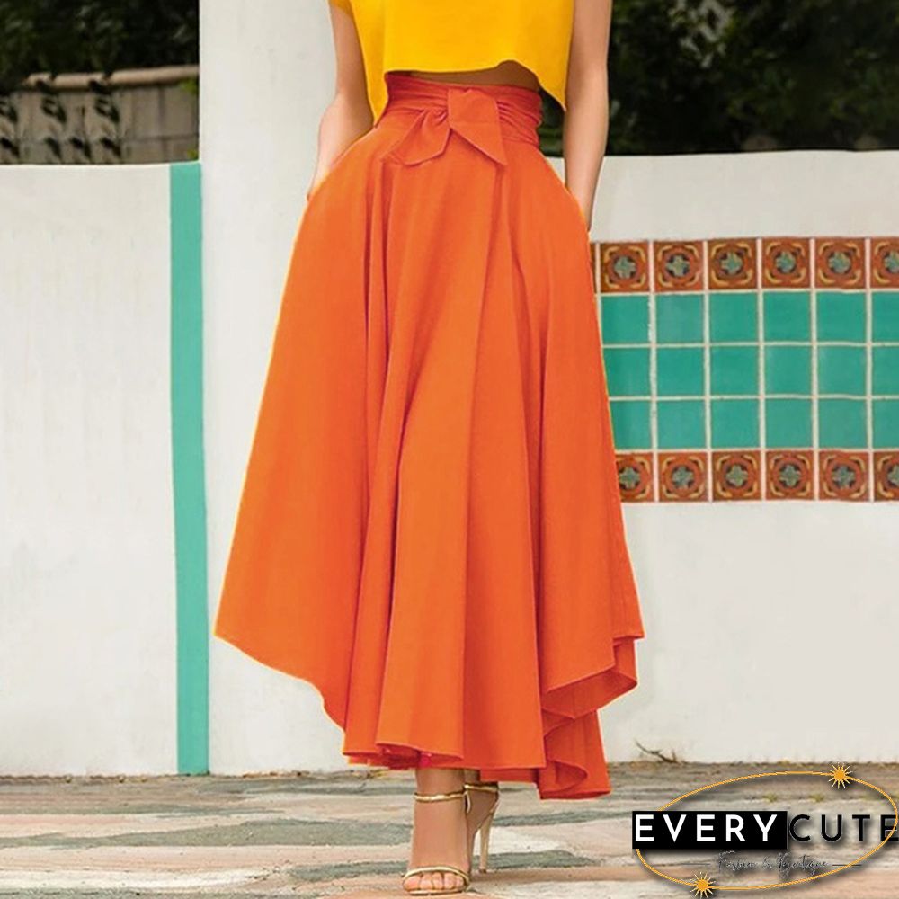 Women Solid Color Plus Size Big Swing Skirts
