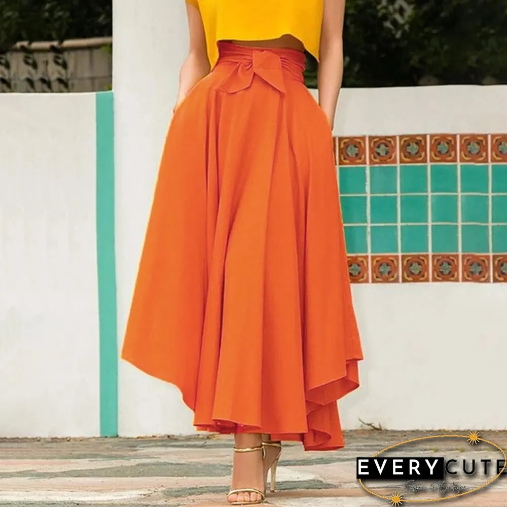 Women Solid Color Plus Size Big Swing Skirts