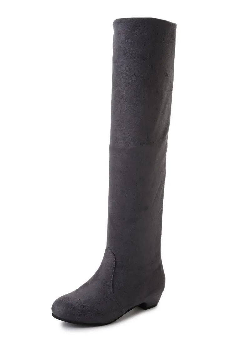 Yyvonne Long Boots Women's New Round Head High Cylinder Two Wearing Elastic Boots Flat Emvelvet Large Size Women's Boots