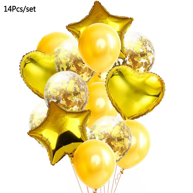 Black Gold Happy Birthday Banner Balloon Flag Adult 30th 40th 50th 60th Birthday Party Decoration Supplies Bunting Anniversary