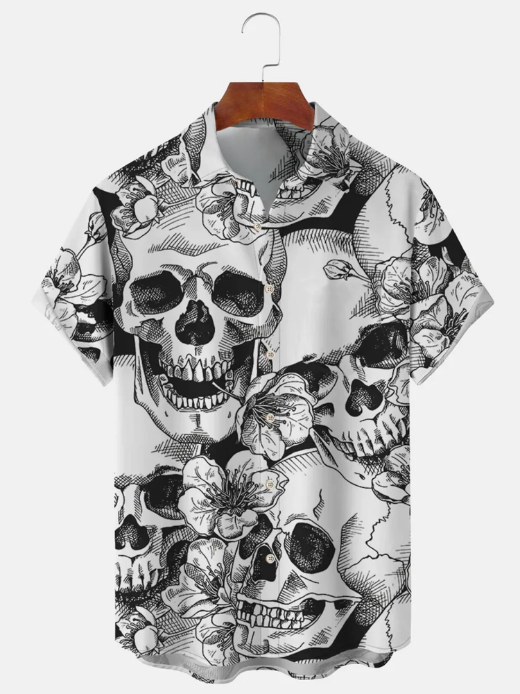 BrosWear Darkness Skull Flower Men's Shirts