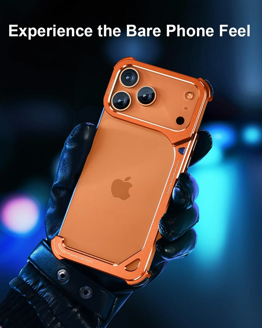 Compatible with iPhone 17 Pro Max metal protective case, aluminum frame, slim backless design, MagSafe compatible, shockproof protection, minimalist frameless phone case, natural titanium