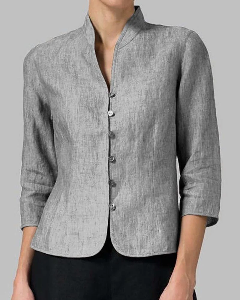 Stand Collar Button Open Front Cardigan