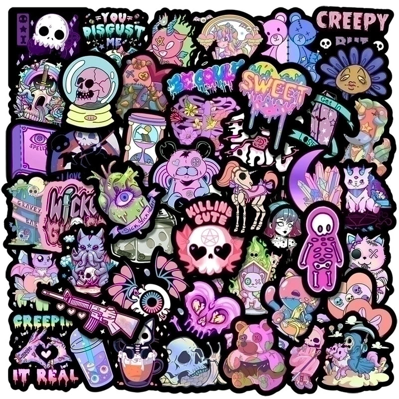 5 Pieces Gothic Style Stickers Cartoon Journal Notebook Computer Waterproof Halloween Graffiti Stickers