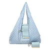 Polka Dot Nylon Storage Shoulder Bag with Key Ring Expandable Keychain Tote Bag Large Capacity Stylish Foldable Tote Handbag for Shopping Travel Commute