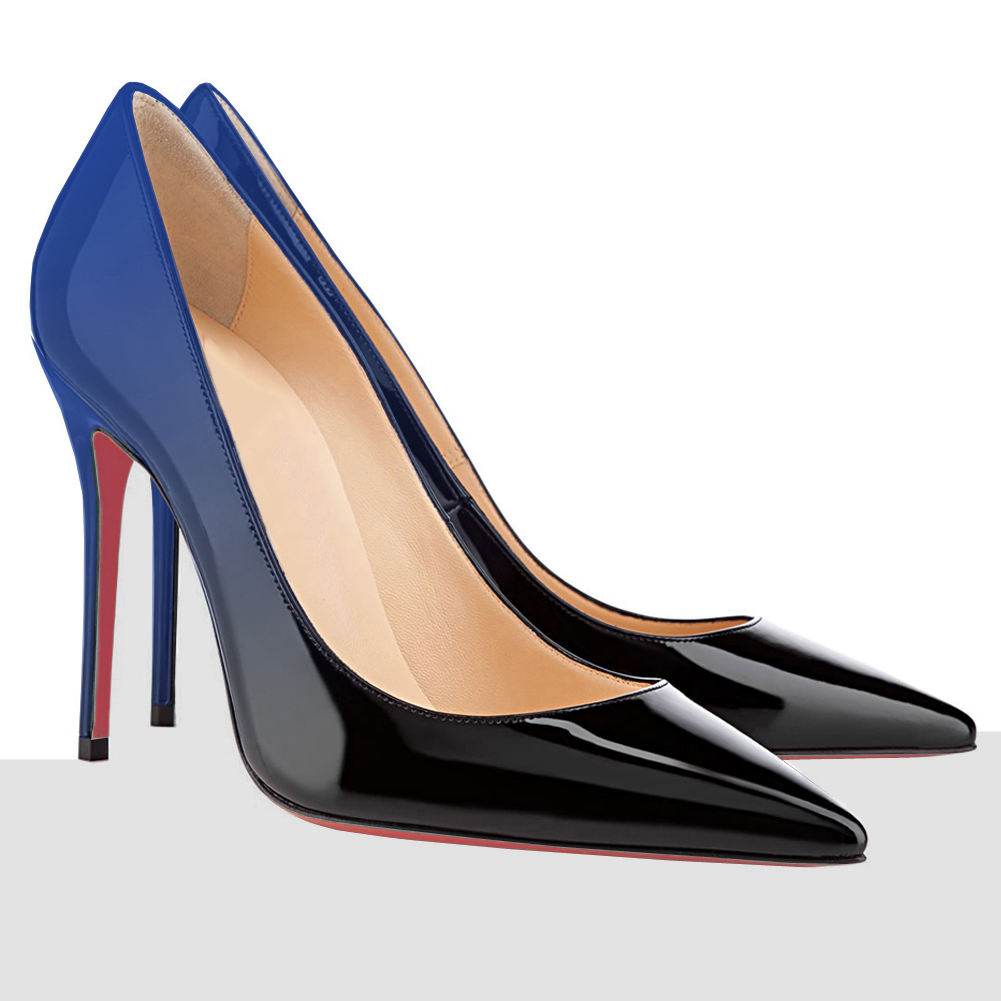 100mm Gradient Color Heels Party Daily Pumps Blue Black-vocosishoes