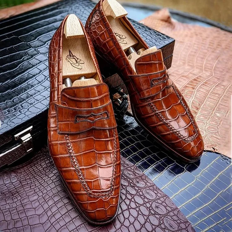 Mens Handmade Pattern Slip on Shoes