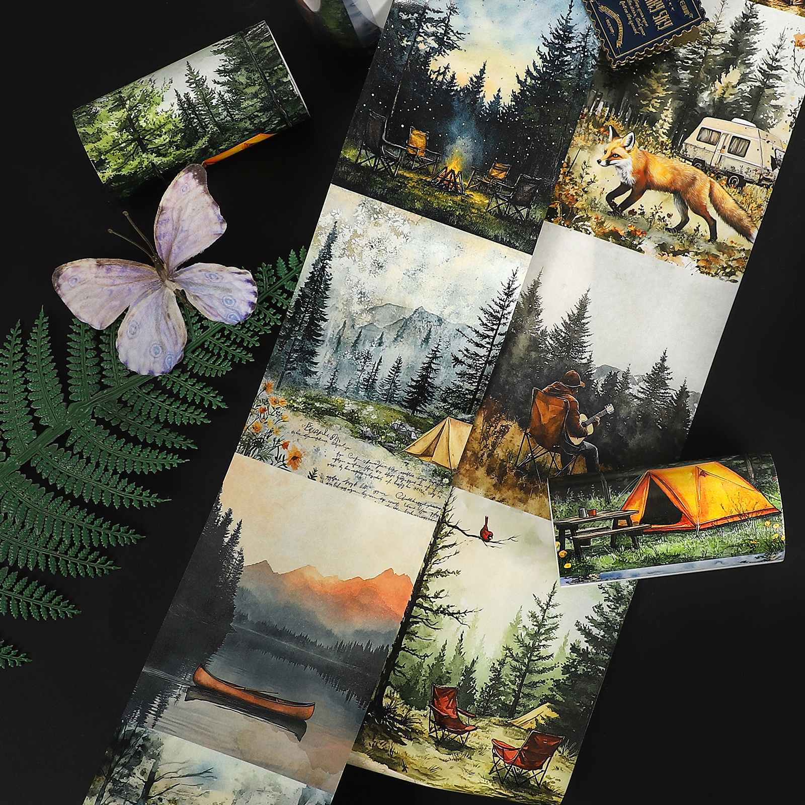 와시 테이프 - 80mm*204cm 빈티지 야외 캠핑 숲 풍경