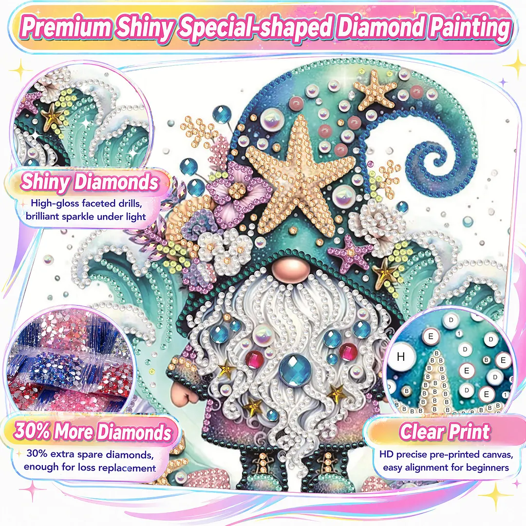 Sea Goblin Special Shaped 5D DIY Partial Drill Diamonds Dots Gem Art Kits 11.81 X11.81inch Diamond Dots Paintings Diamonds Paintings Gem Art for Adults Beginners Home Decor