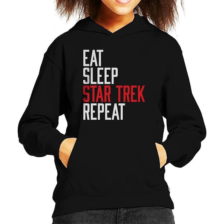 Eat Sleep Star Trek Repeat Kid's Hooded Sweatshirt