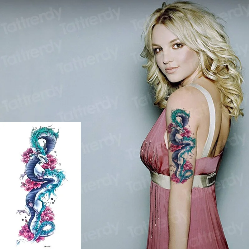 Sdrawing Tattoo Sticker beauty Mermaid Shoulder tattoo Lion wolf skull snake dragon Arm Tattoo Sketch Women body art Waterproof