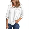 Women's Blouses Lace Panel Loose Half Sleeves Blouses