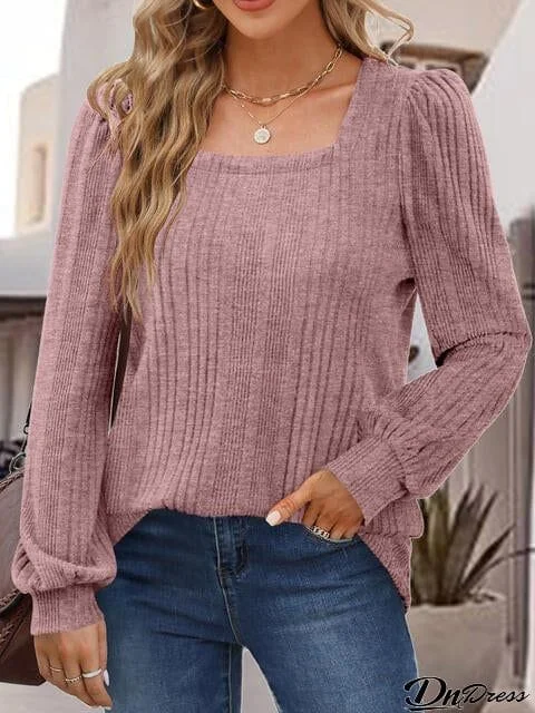 Square Neck Long Sleeve Top