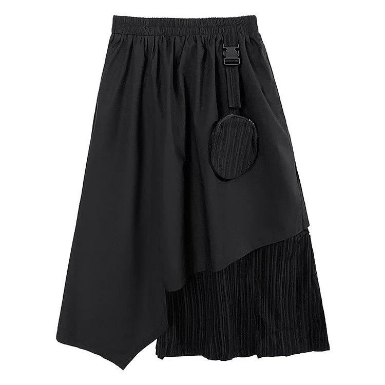 Functional Style Asymmetrical Patchwork Pockets Skirt                  