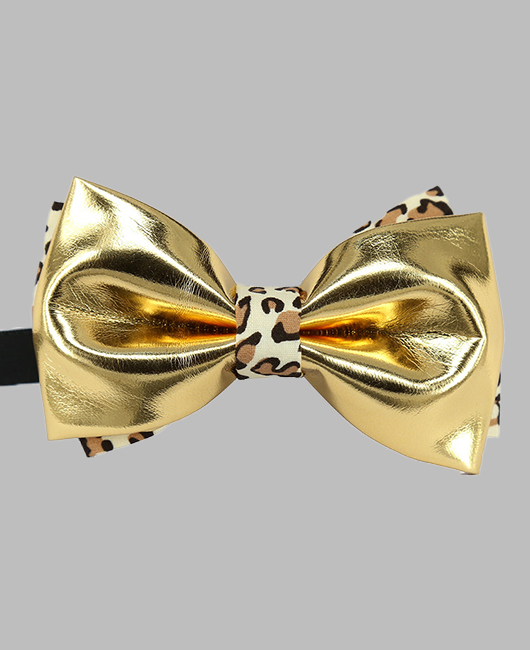 Wedding Leopard Print Stereo PU Leather Bow Tie