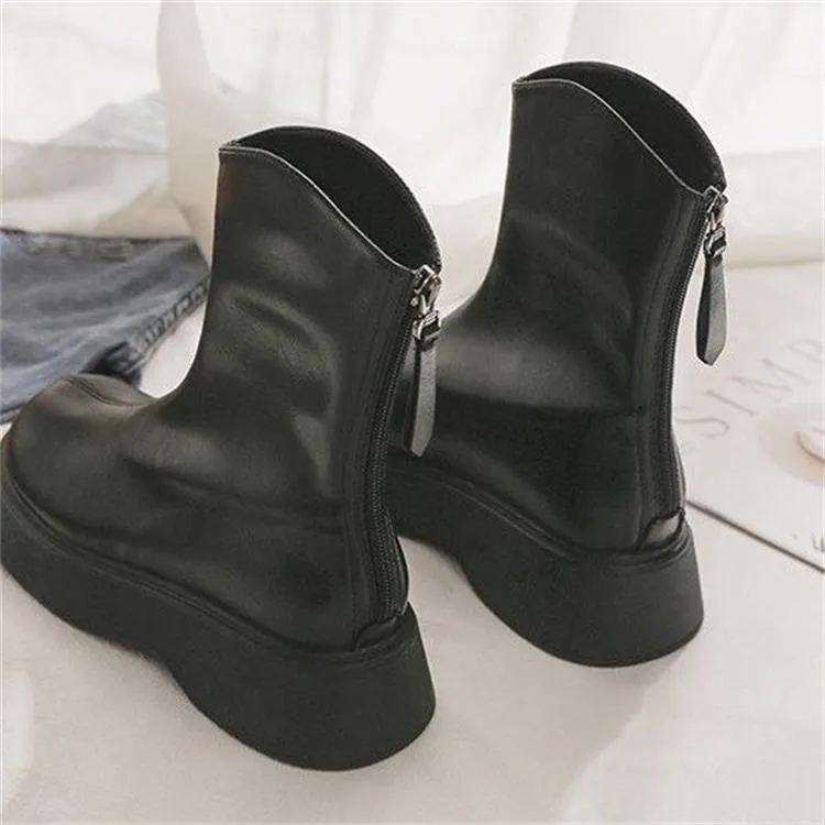 Churchf Churchf Boots Women Autumn / Winter 2024 New Thick Bottom Black Fashion Martin Boots Women Show Thin Soft Leather Women Boots