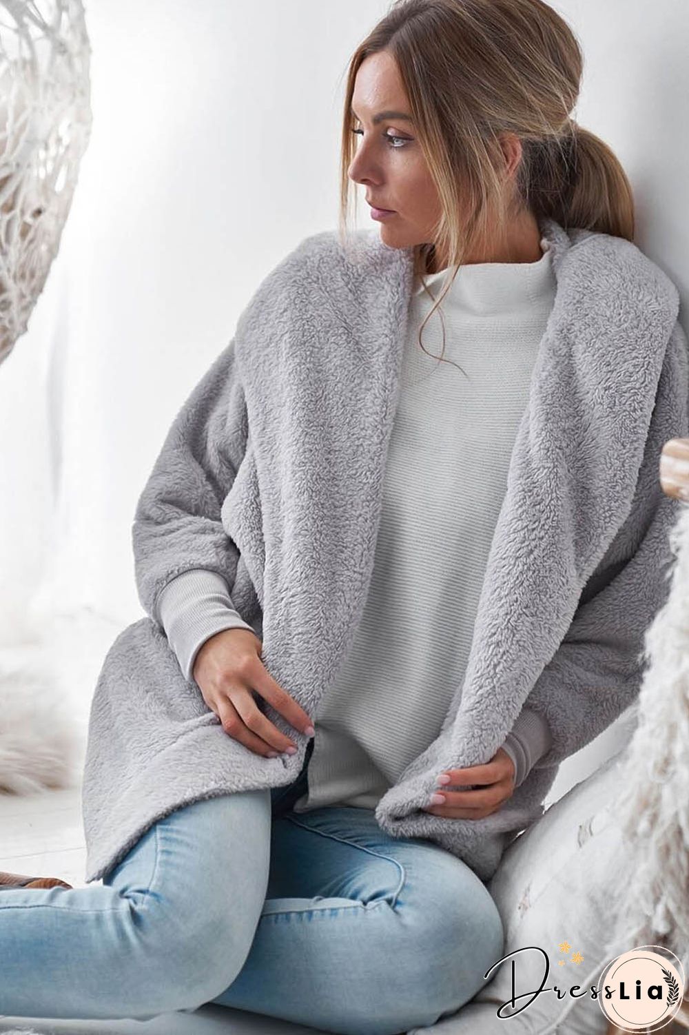 Long Sleeve Plain Hooded Sweater