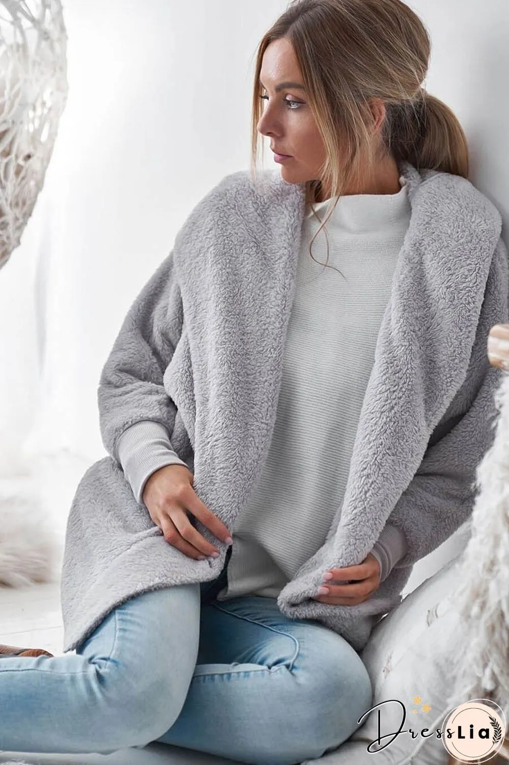 Long Sleeve Plain Hooded Sweater
