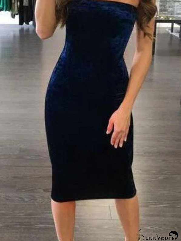 Elegant Solid Color Sleeveless Knee Length Prom Dress for Women