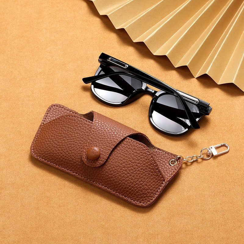 Simple Handmade Leather Portable Sunglasses Case Drop-resistant Sunglasses Case Glasses Bag Chain Pannier Bag