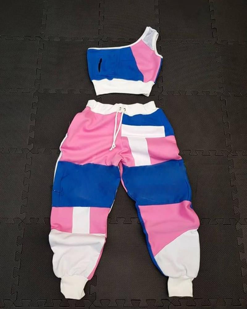 Women's Sporty Patchwork Printed Sets28