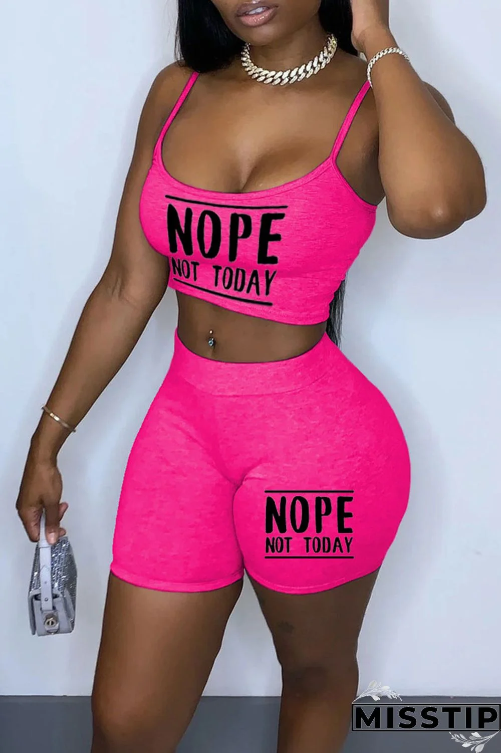 Khaki Sexy Print Patchwork Spaghetti Strap Sleeveless Two Pieces