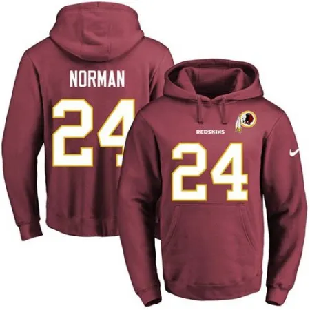 Redskins #24 Josh Norman Burgundy Red Name & Number Pullover NFL Hoodie