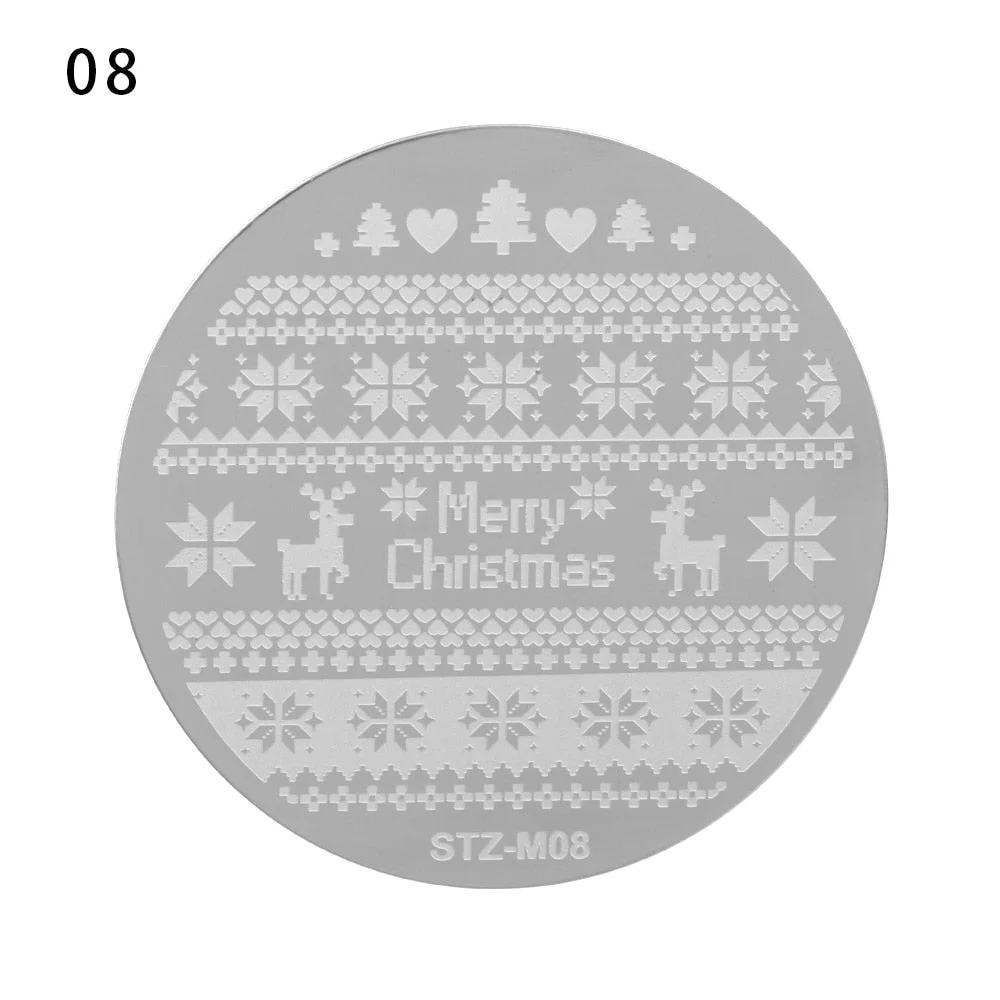 Nail Stamping Plates Snowflake Santa Design Templates Christmas Nails Polish Print Stencils Molds Manicure Nail Stamp Tools-Nail Inspo