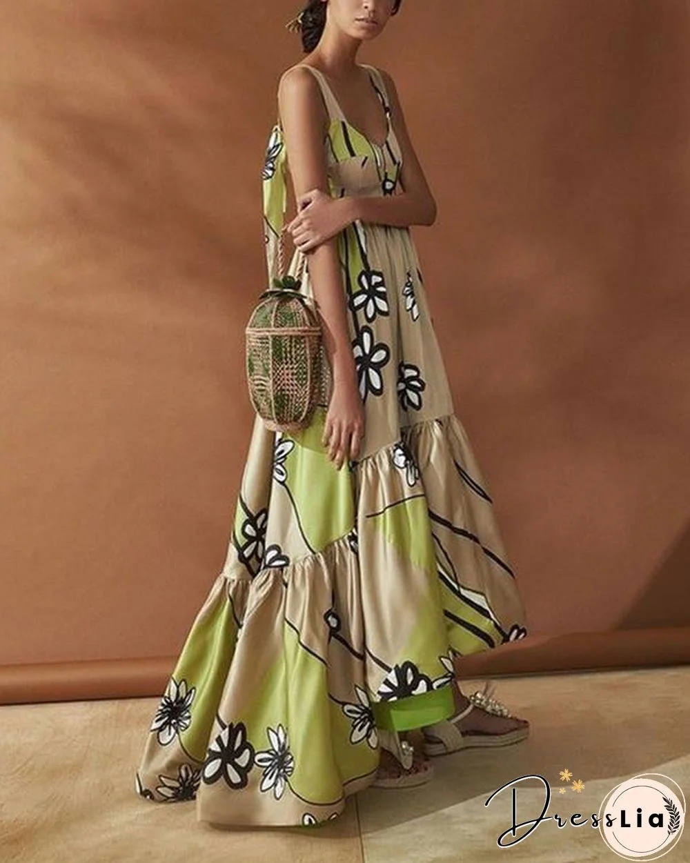 Elegant Stylish Sleeveless Floral Print Maxi Dress